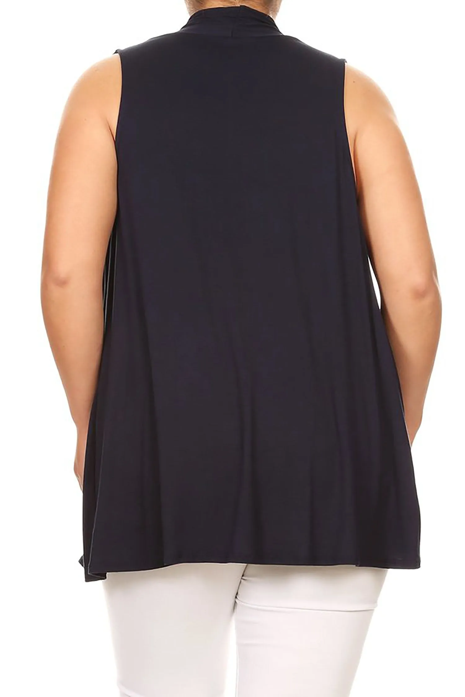 Women's Plus Size Open Front Relexed Fit CasualSleeveless Vest Cardigan