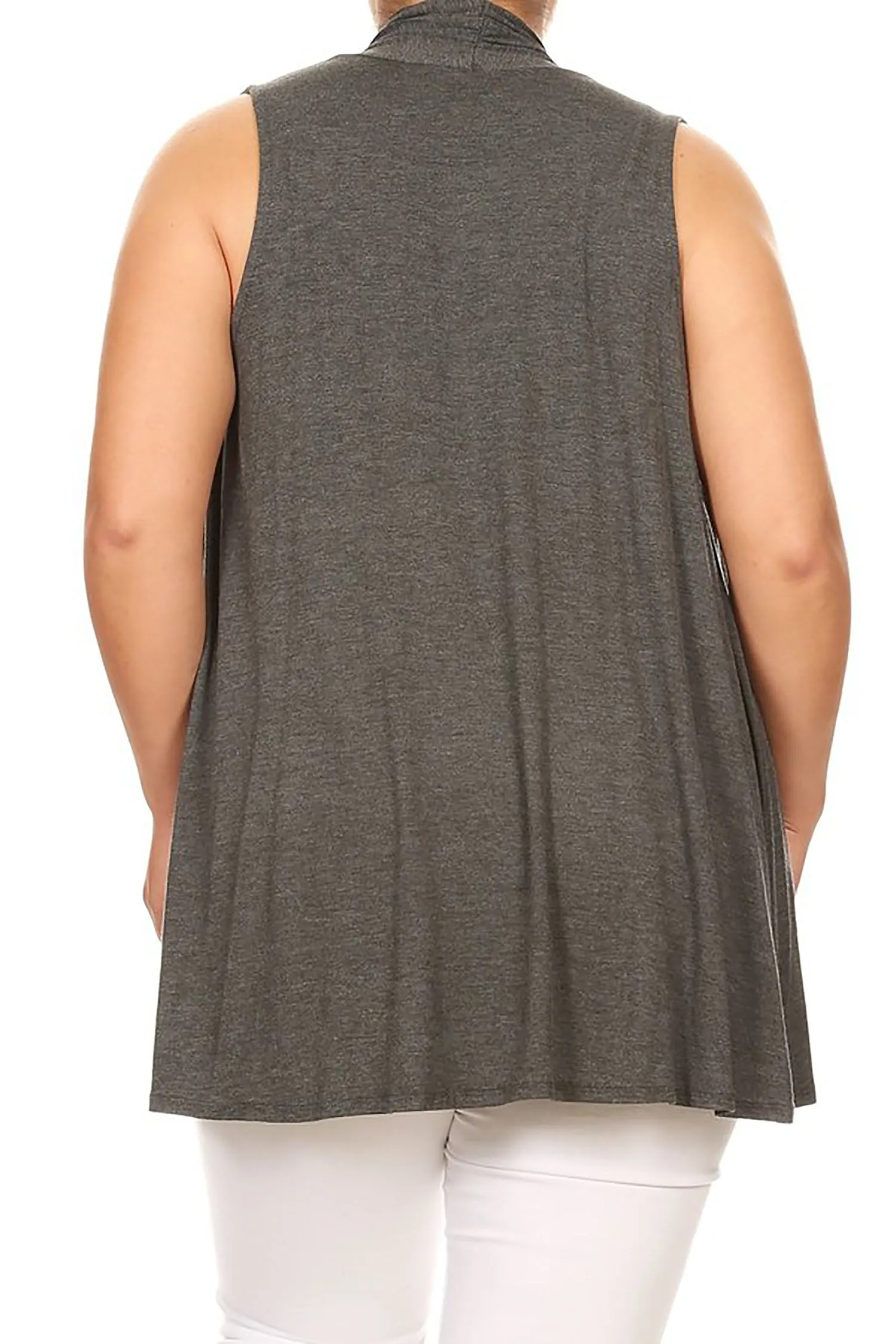 Women's Plus Size Open Front Relexed Fit CasualSleeveless Vest Cardigan
