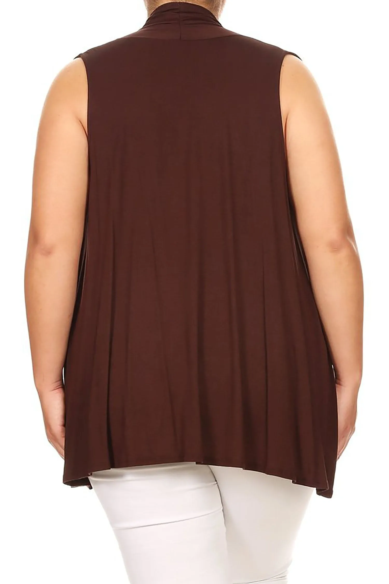 Women's Plus Size Open Front Relexed Fit CasualSleeveless Vest Cardigan