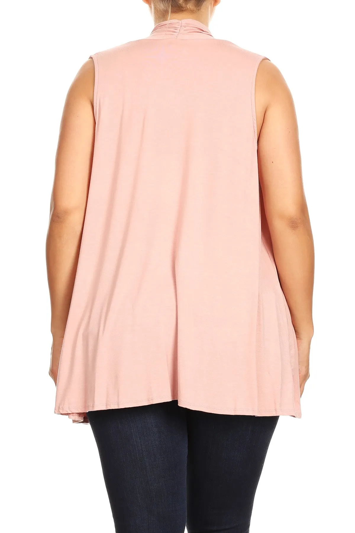 Women's Plus Size Open Front Relexed Fit CasualSleeveless Vest Cardigan