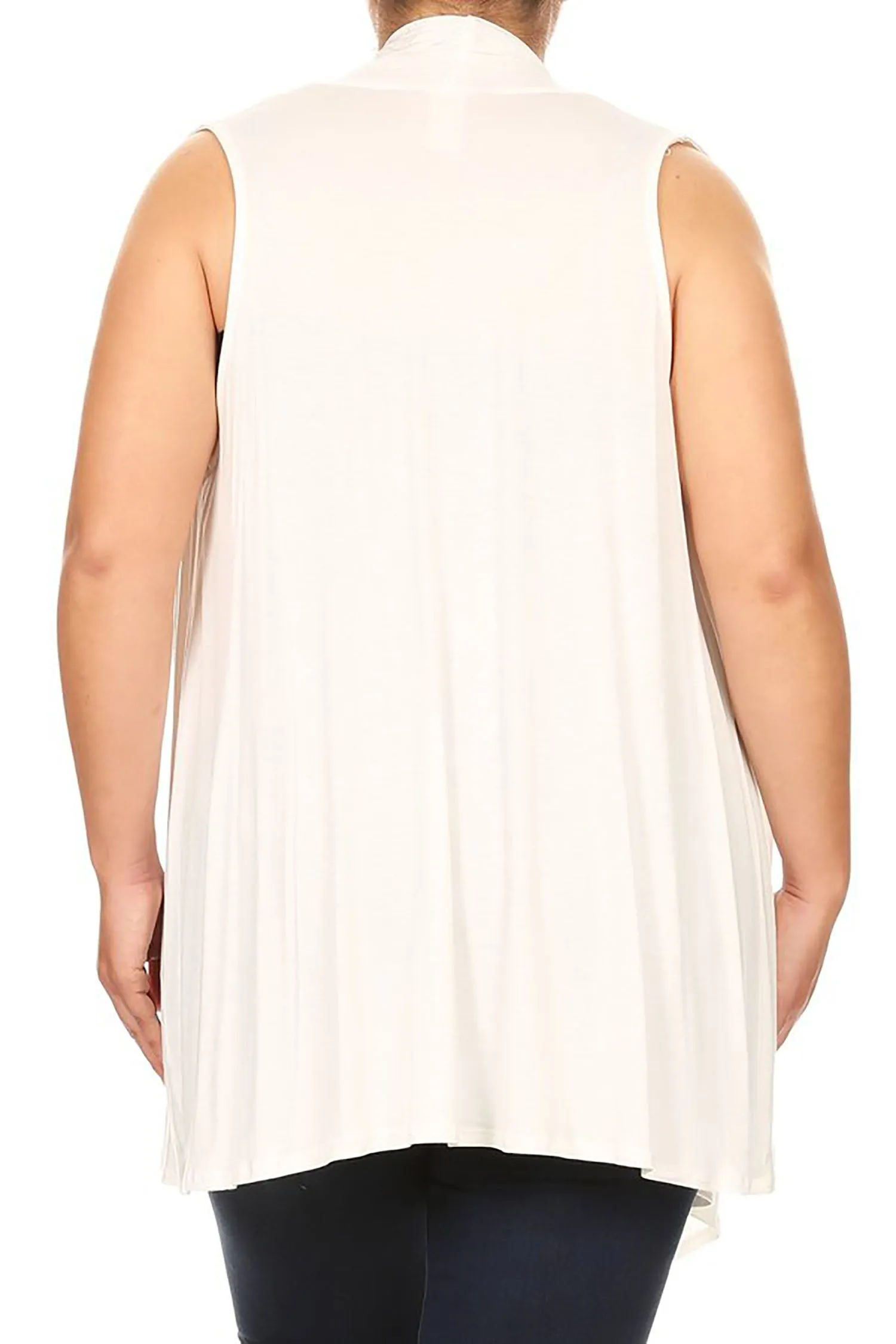 Women's Plus Size Open Front Relexed Fit CasualSleeveless Vest Cardigan