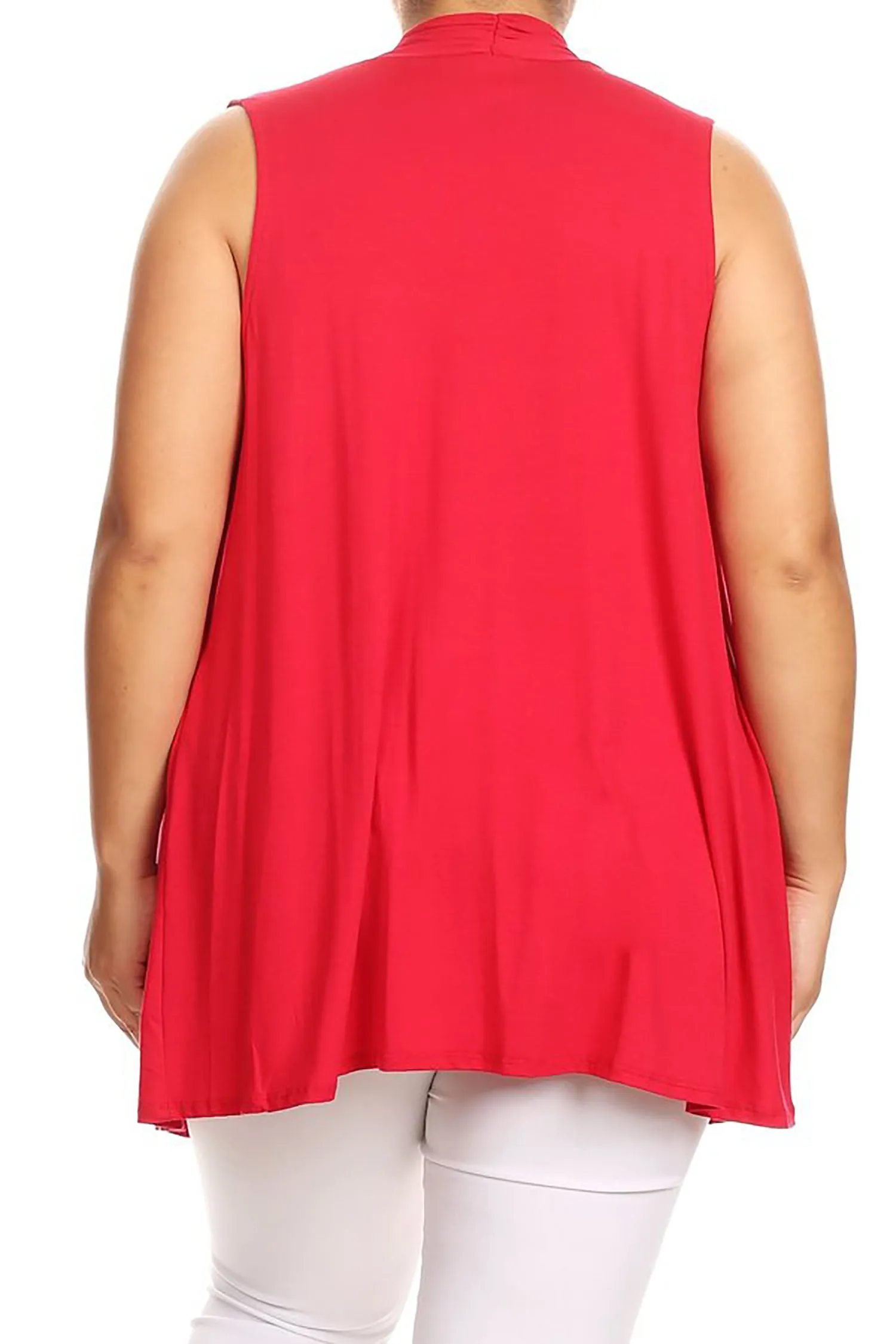 Women's Plus Size Open Front Relexed Fit CasualSleeveless Vest Cardigan