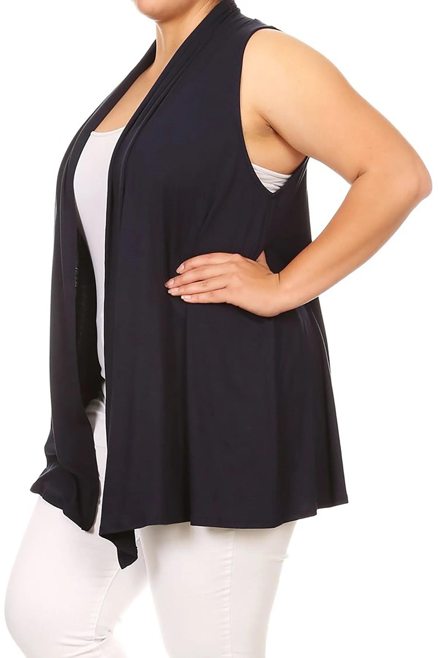 Women's Plus Size Open Front Relexed Fit CasualSleeveless Vest Cardigan