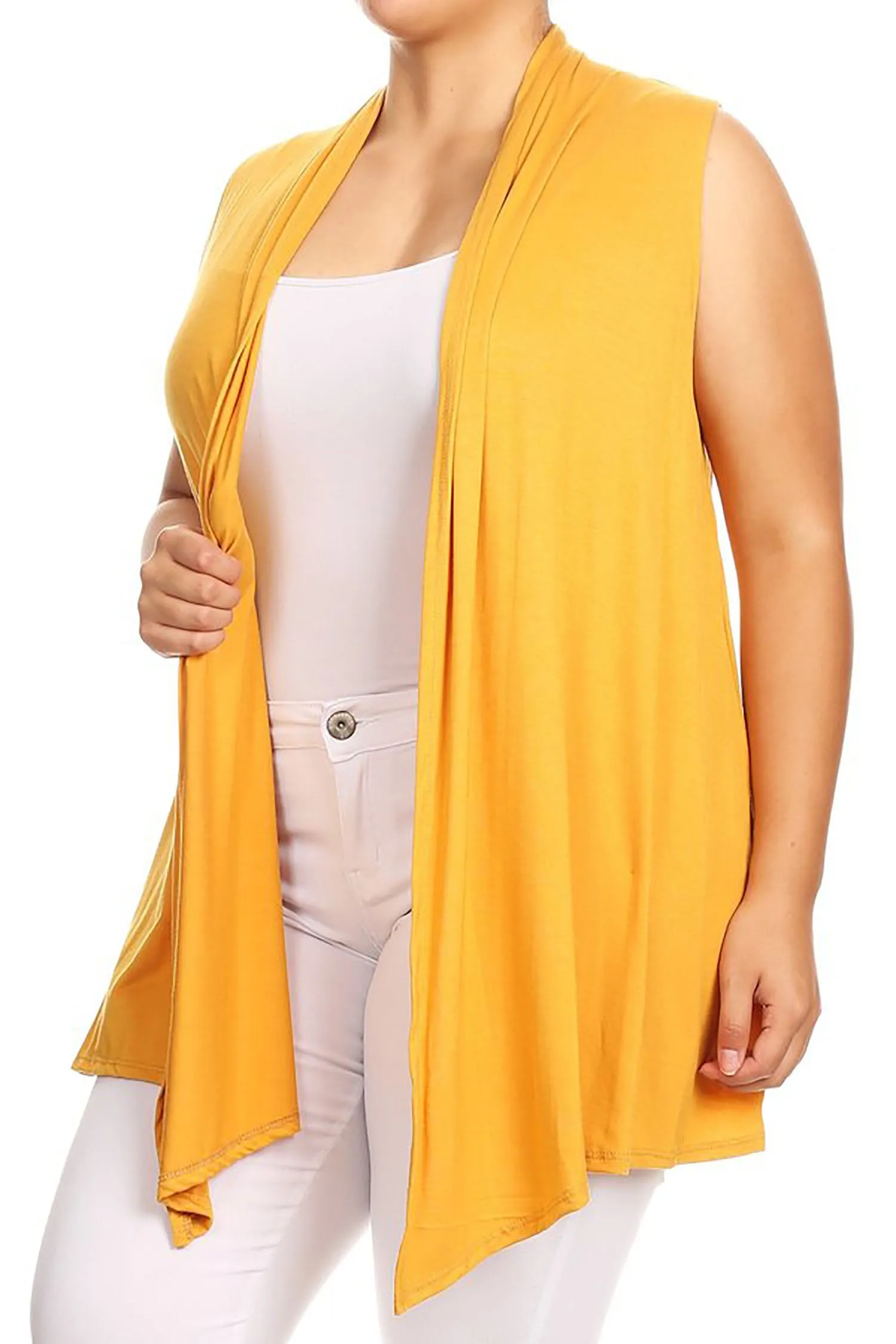 Women's Plus Size Open Front Relexed Fit CasualSleeveless Vest Cardigan