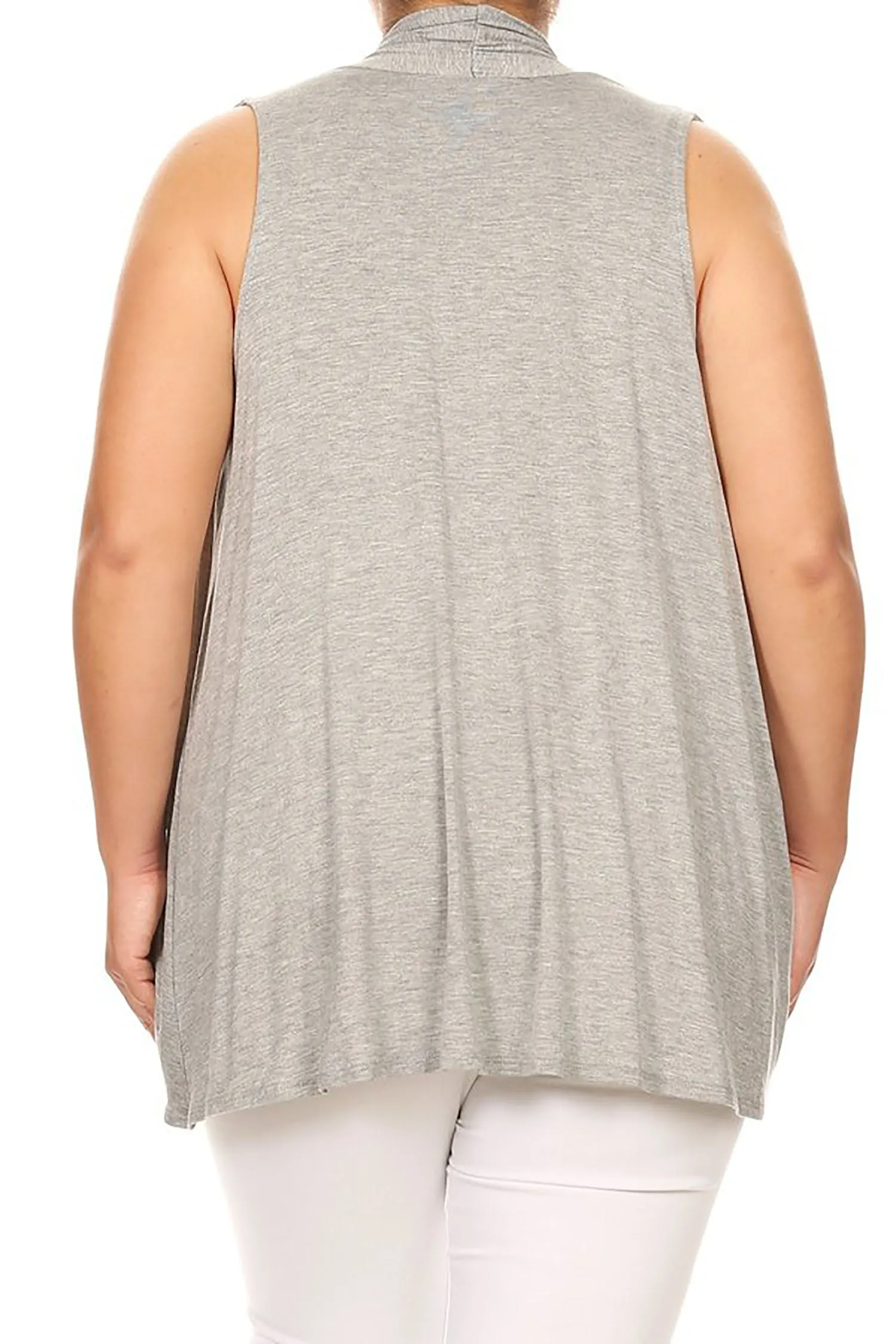 Women's Plus Size Open Front Relexed Fit CasualSleeveless Vest Cardigan