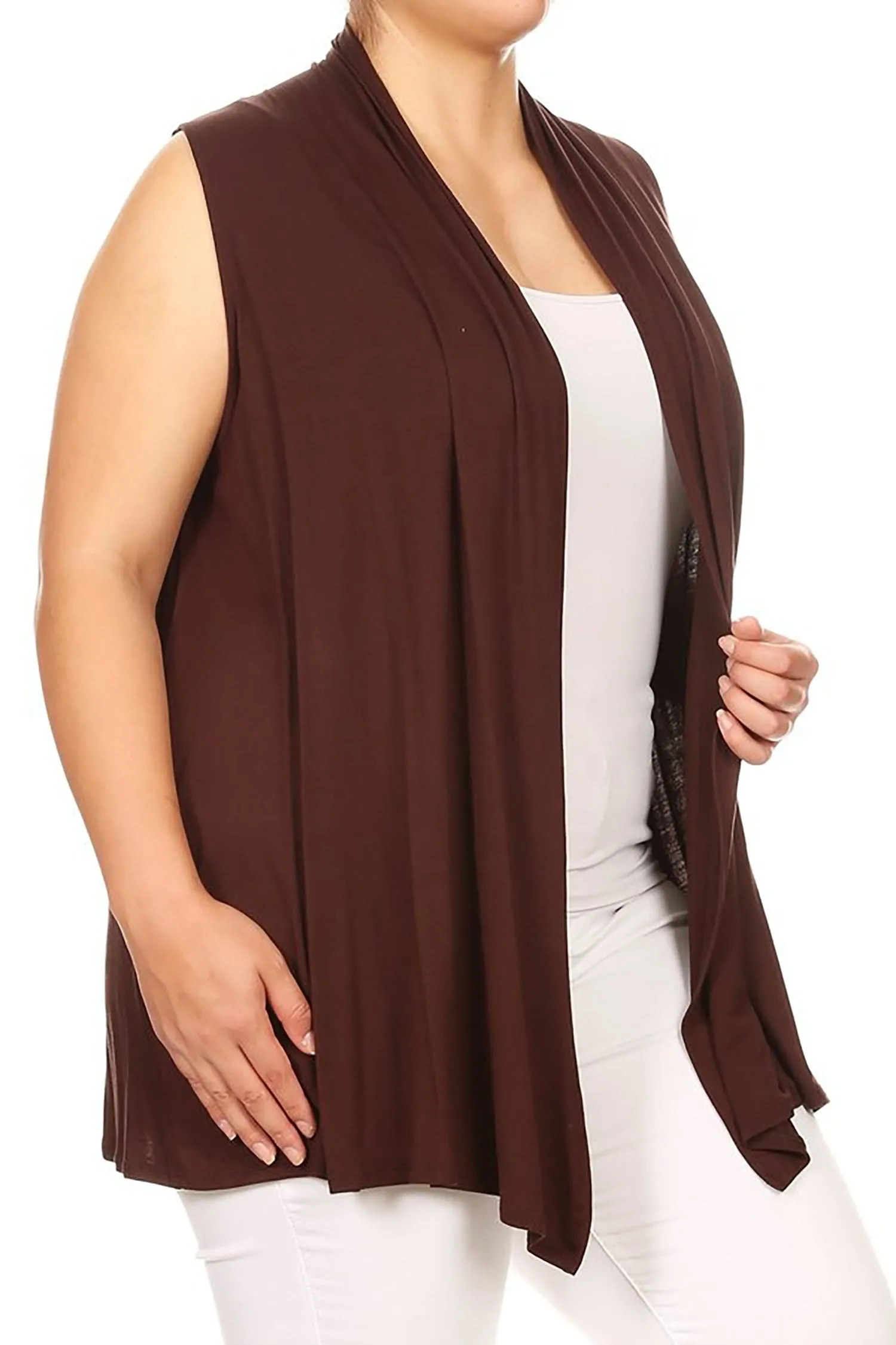 Women's Plus Size Open Front Relexed Fit CasualSleeveless Vest Cardigan