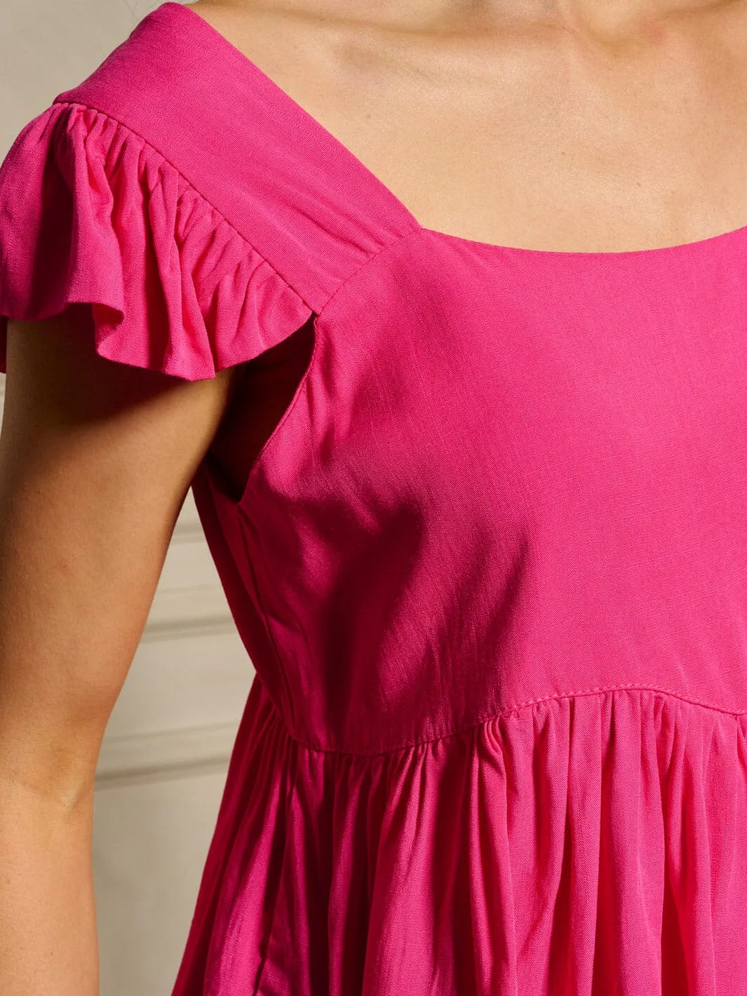 WOMEN'S RUFFLE SLEEVE SQUARE NECK TUNIC BLOUSE TOP
