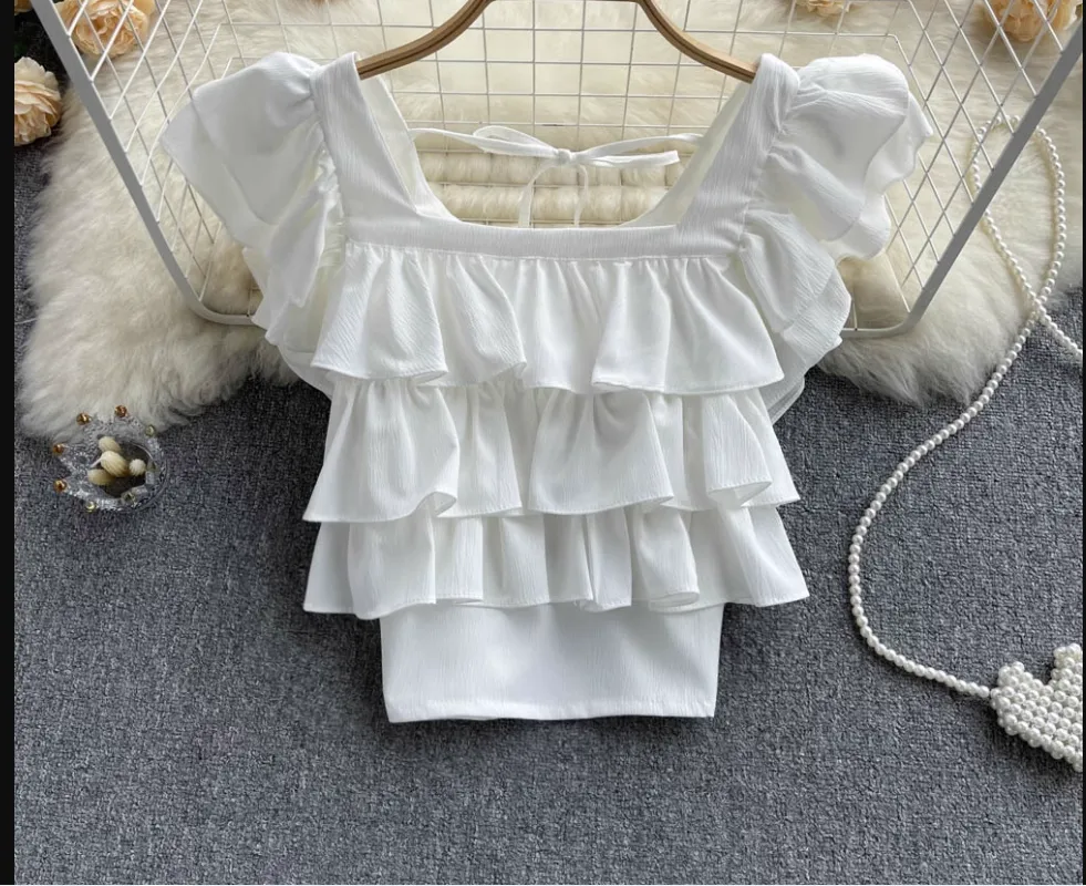 Women's Ruffled Square Collar Blouses