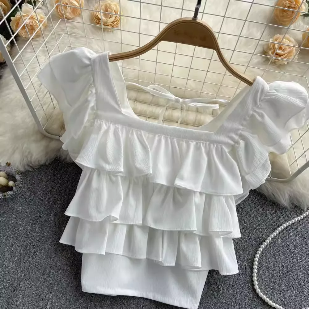 Women's Ruffled Square Collar Blouses