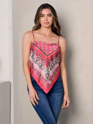 WOMEN'S SLEEVELESS BACK TIE DETAILED BANDANA STYLE CROP TOP