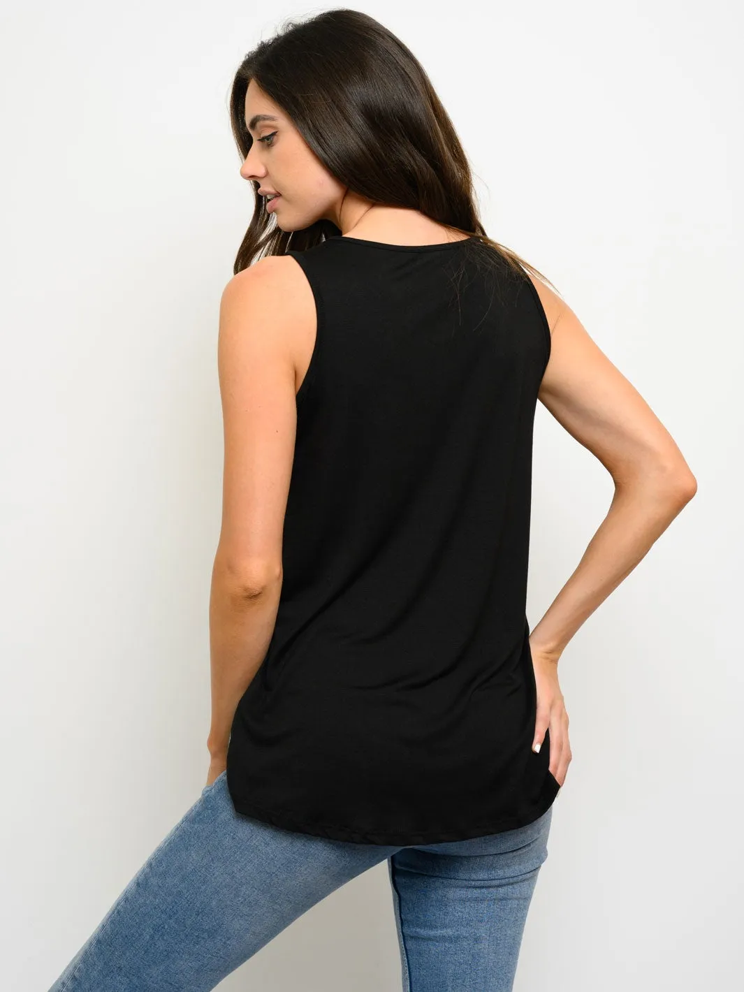 WOMEN'S SLEEVELESS COLORBLOCK ANIMNAL PRINT TOP