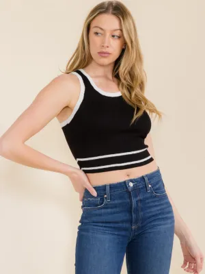 WOMEN'S SLEEVELESS COLORBLOCK TANK CROP TOP