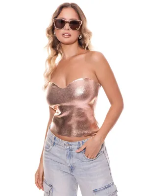 WOMEN'S SLEEVELESS SHIMMER TUBE TOP