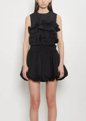Wool Sleeveless Ruffle Blouse
