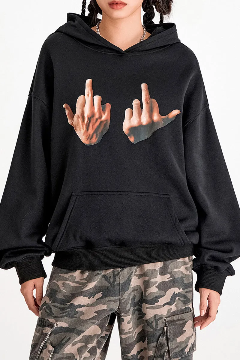 WR3355 Graphic Hoodie Sweatshirt Top
