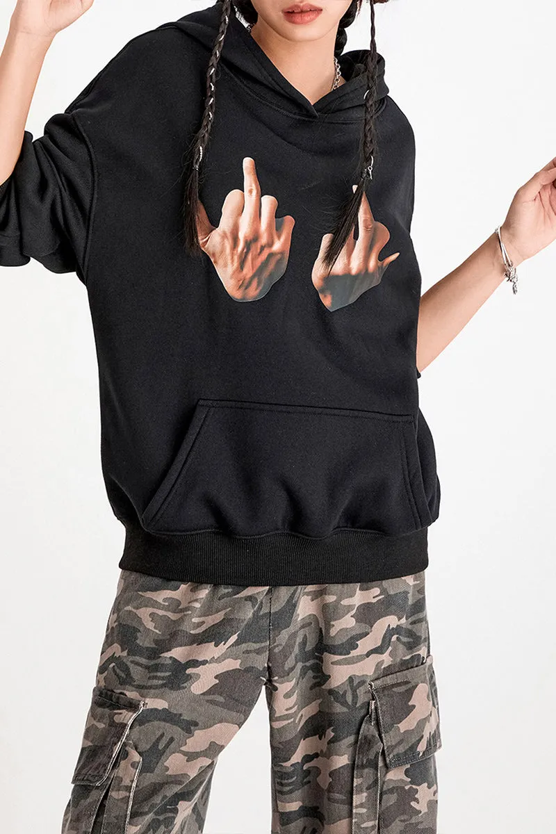 WR3355 Graphic Hoodie Sweatshirt Top