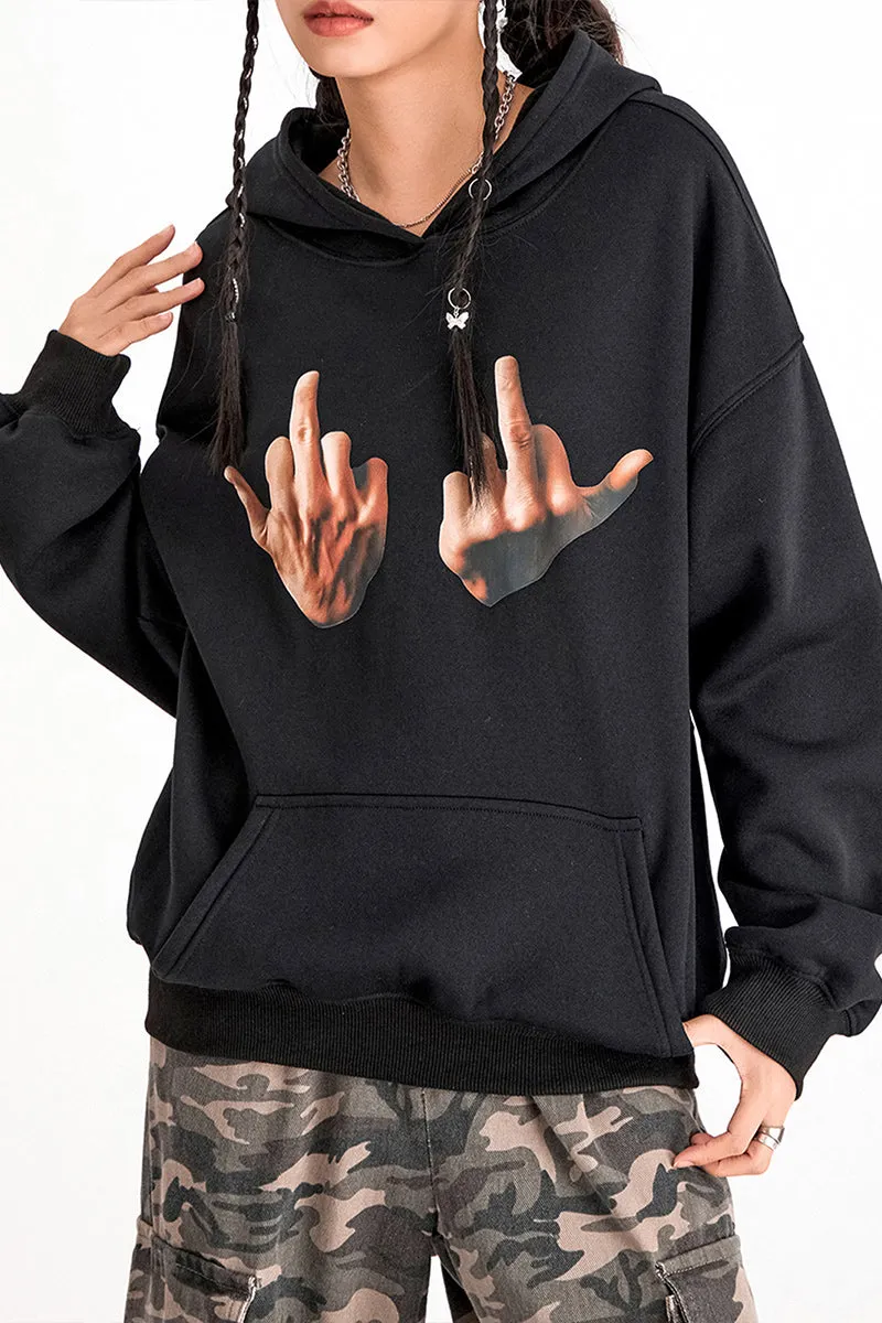 WR3355 Graphic Hoodie Sweatshirt Top