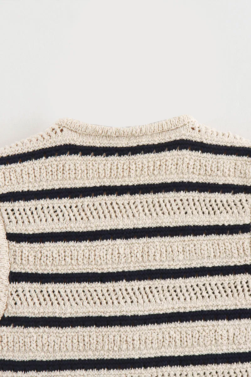 WS3389 Stripe Knitted Vest Outerwear