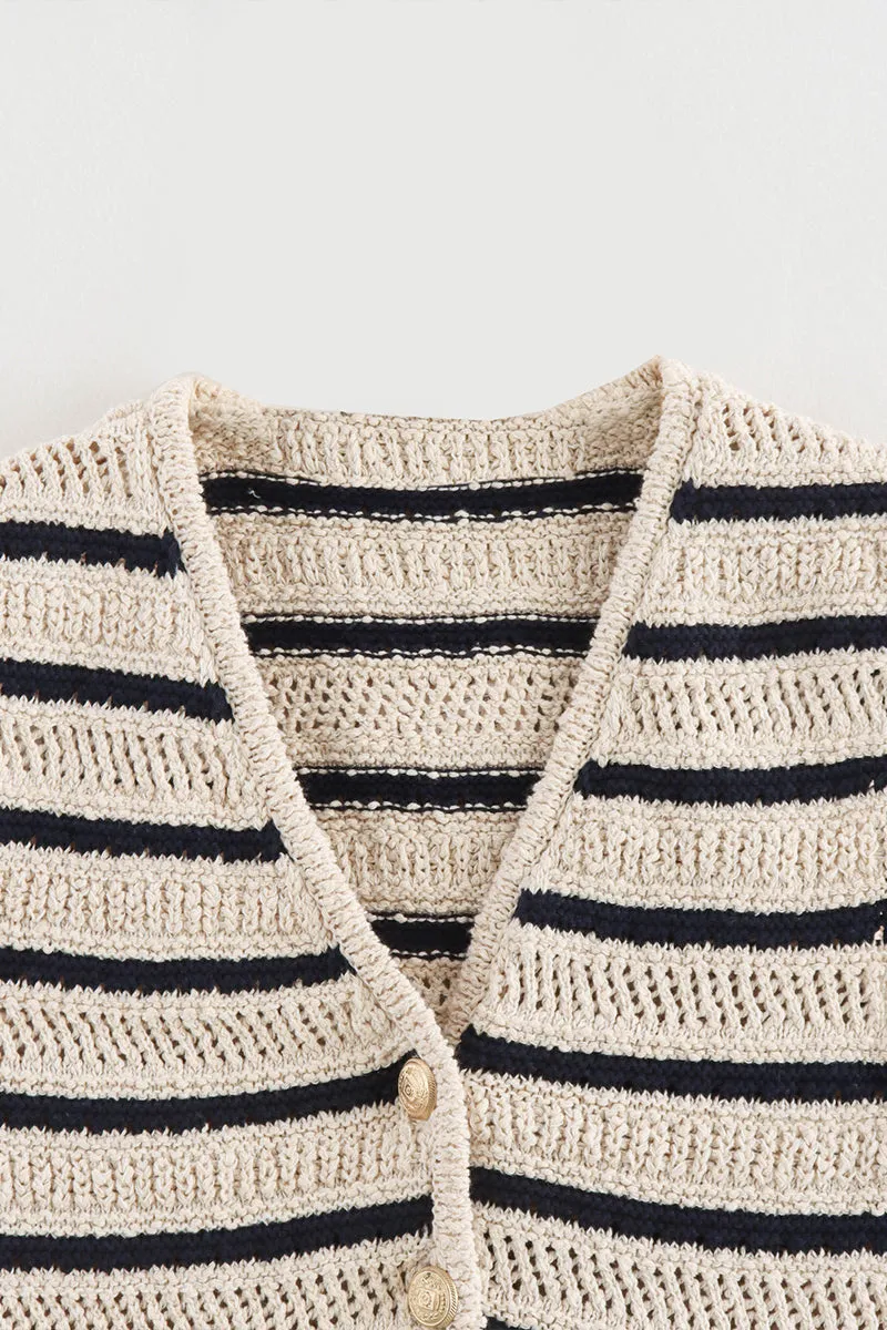 WS3389 Stripe Knitted Vest Outerwear