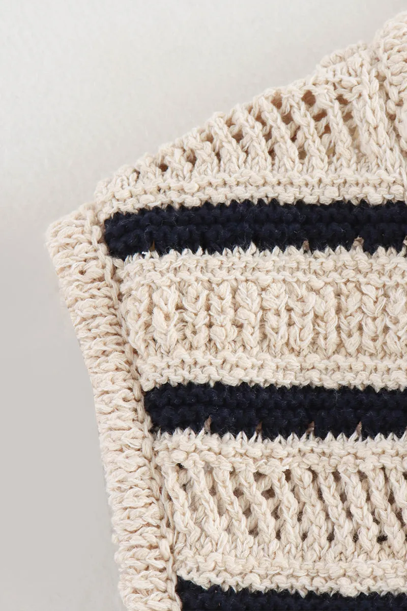 WS3389 Stripe Knitted Vest Outerwear