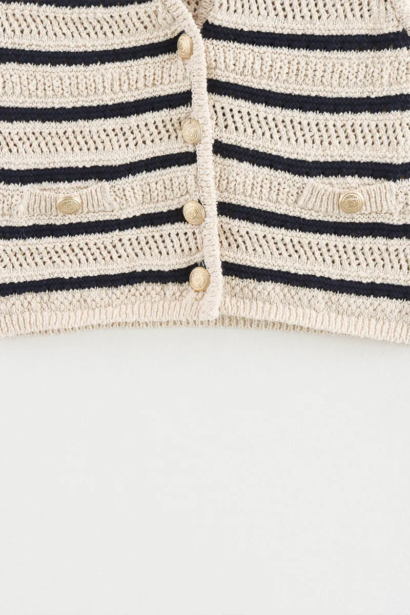 WS3389 Stripe Knitted Vest Outerwear