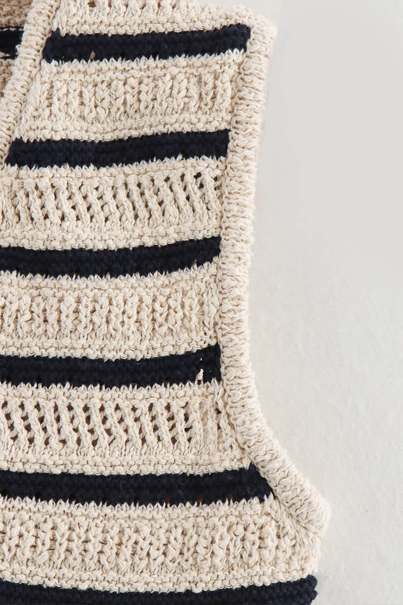 WS3389 Stripe Knitted Vest Outerwear