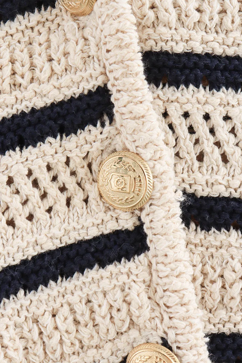 WS3389 Stripe Knitted Vest Outerwear
