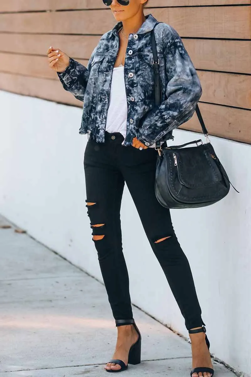 Xieyinshe Xieyinshe Loose Denim Fringed Jacket Tops
