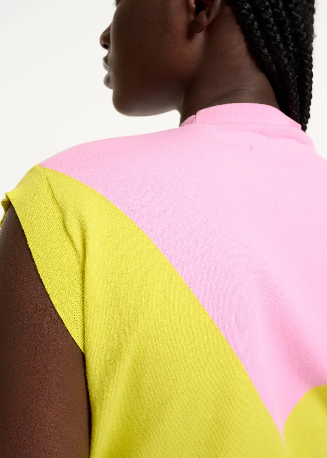 Yellow and pink knitted sleeveless top