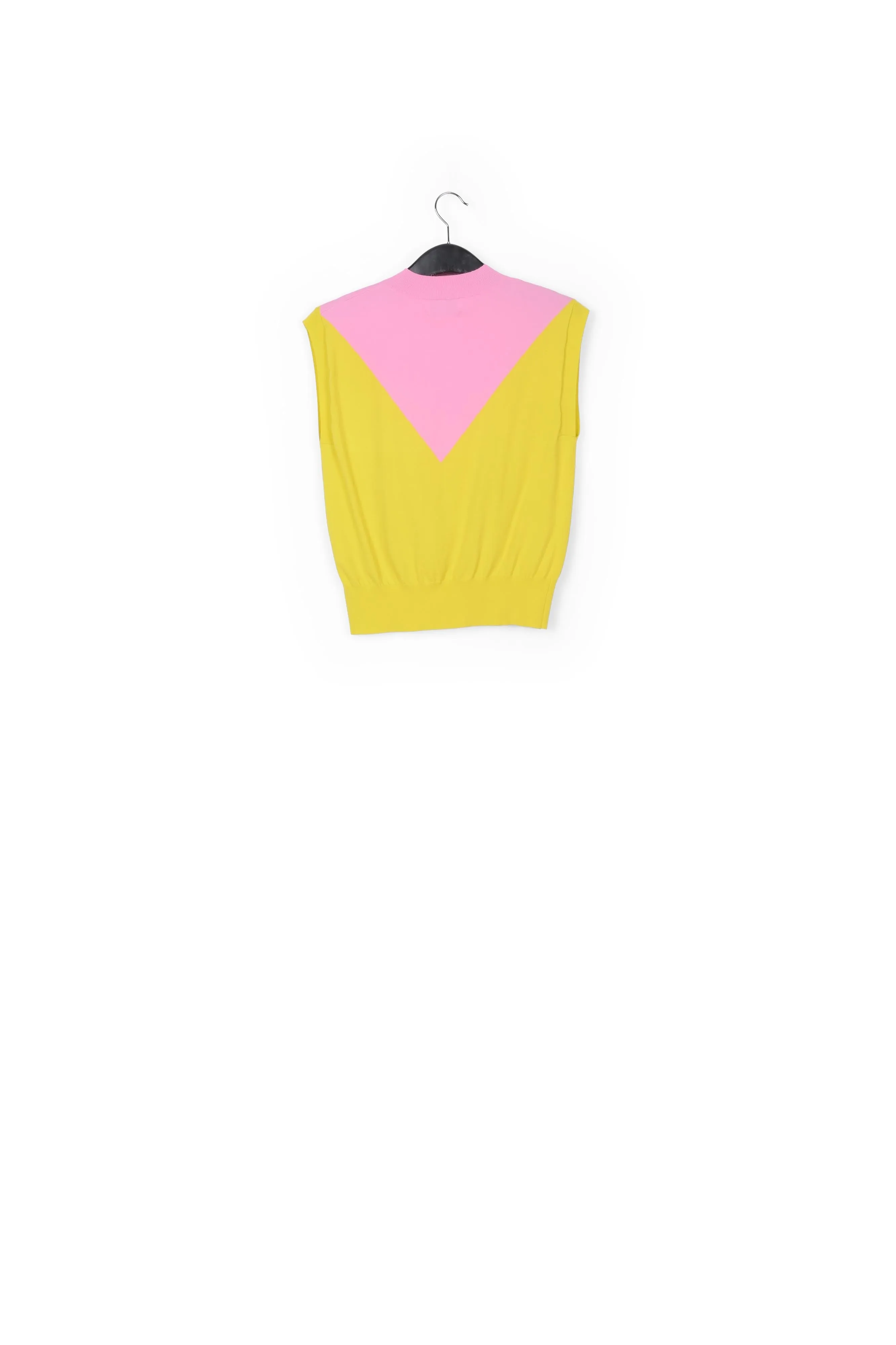 Yellow and pink knitted sleeveless top