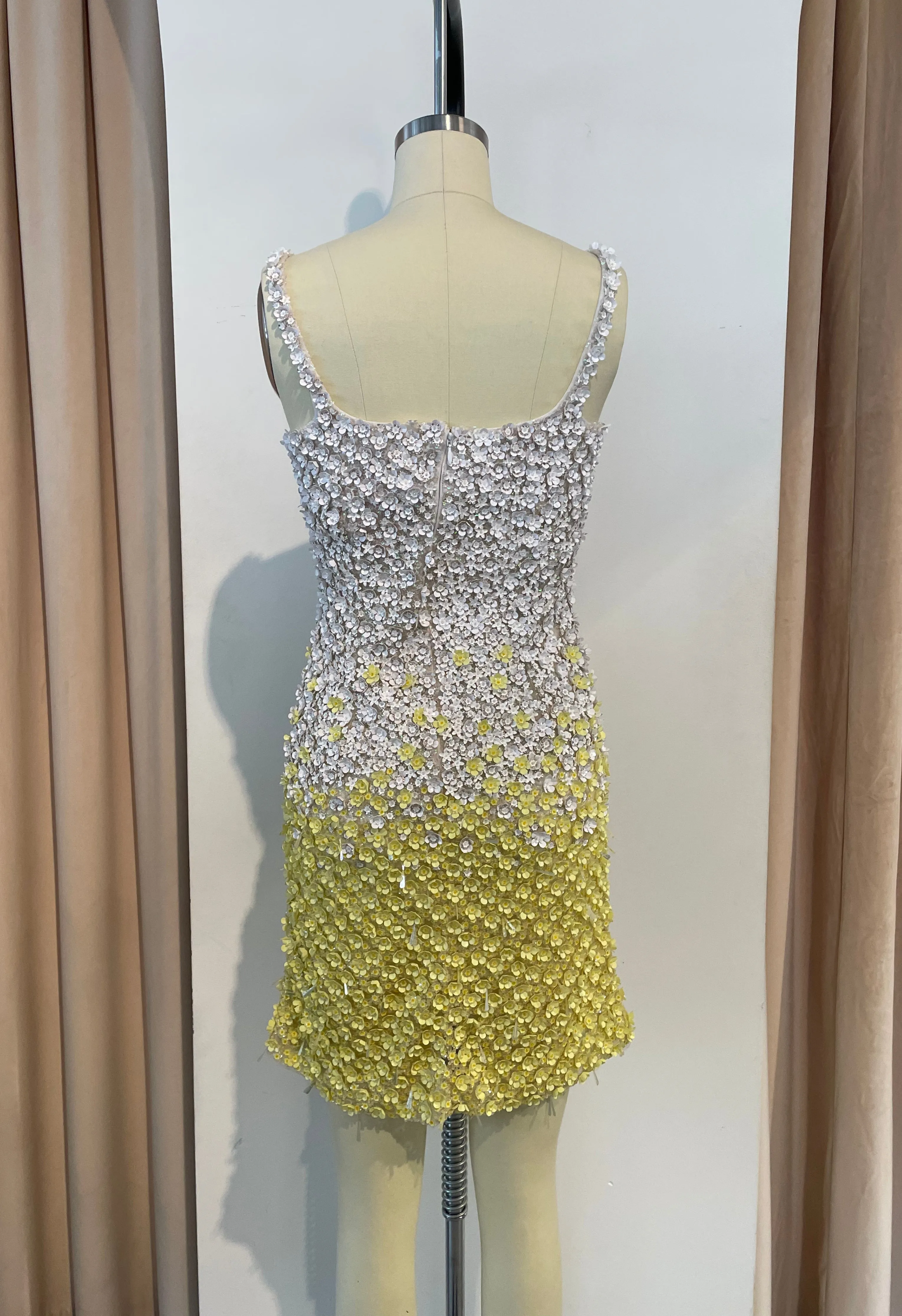 Yellow Gradient Sequin Dress