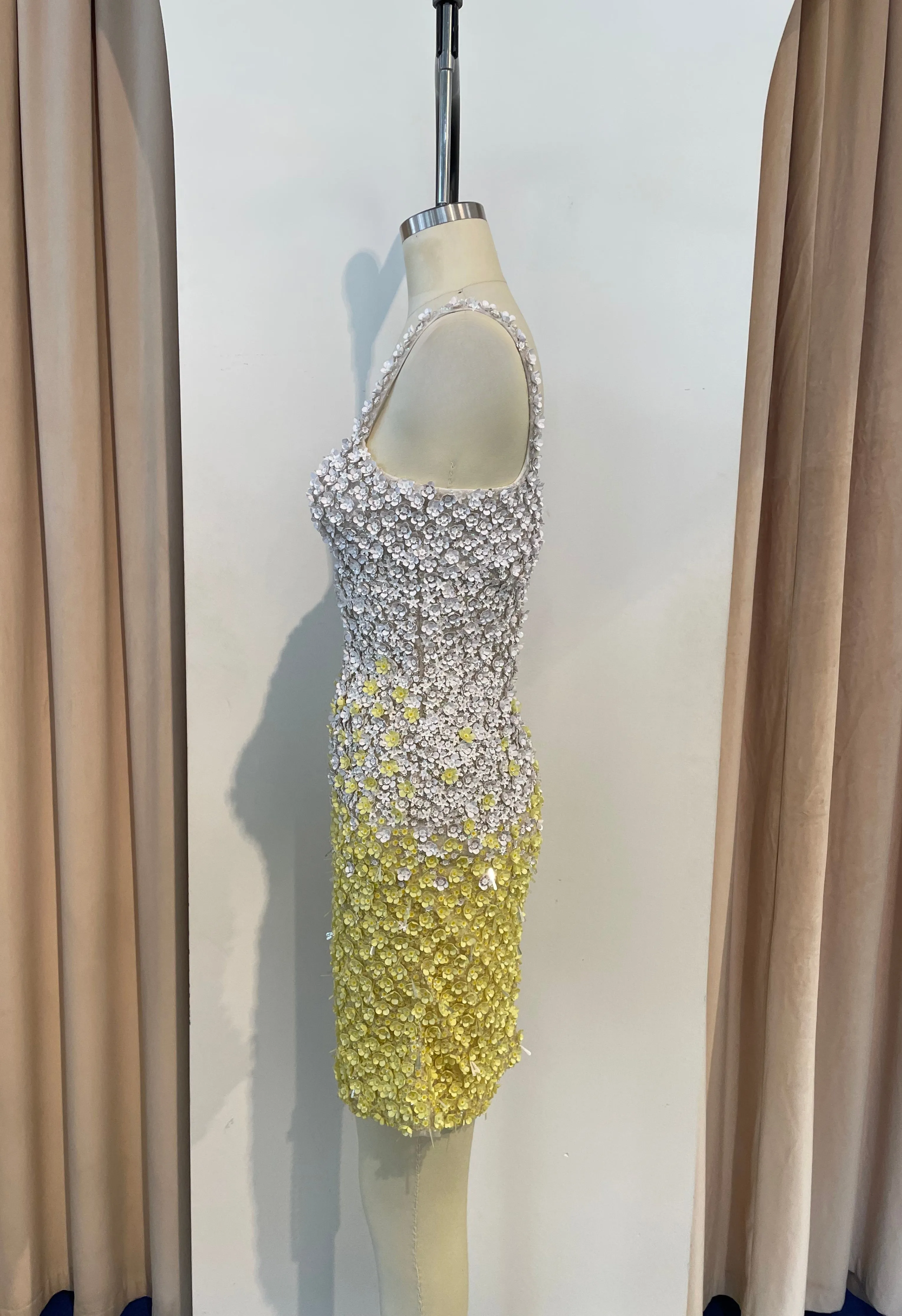 Yellow Gradient Sequin Dress