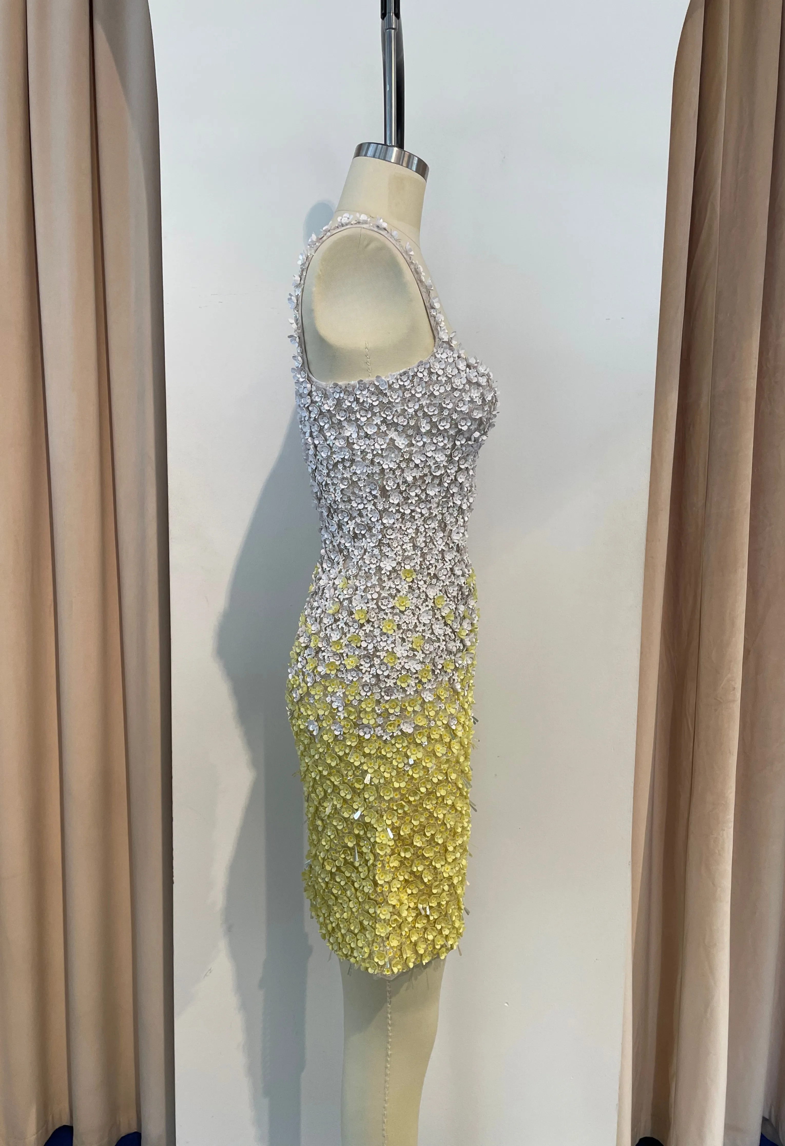 Yellow Gradient Sequin Dress