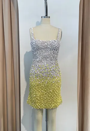 Yellow Gradient Sequin Dress