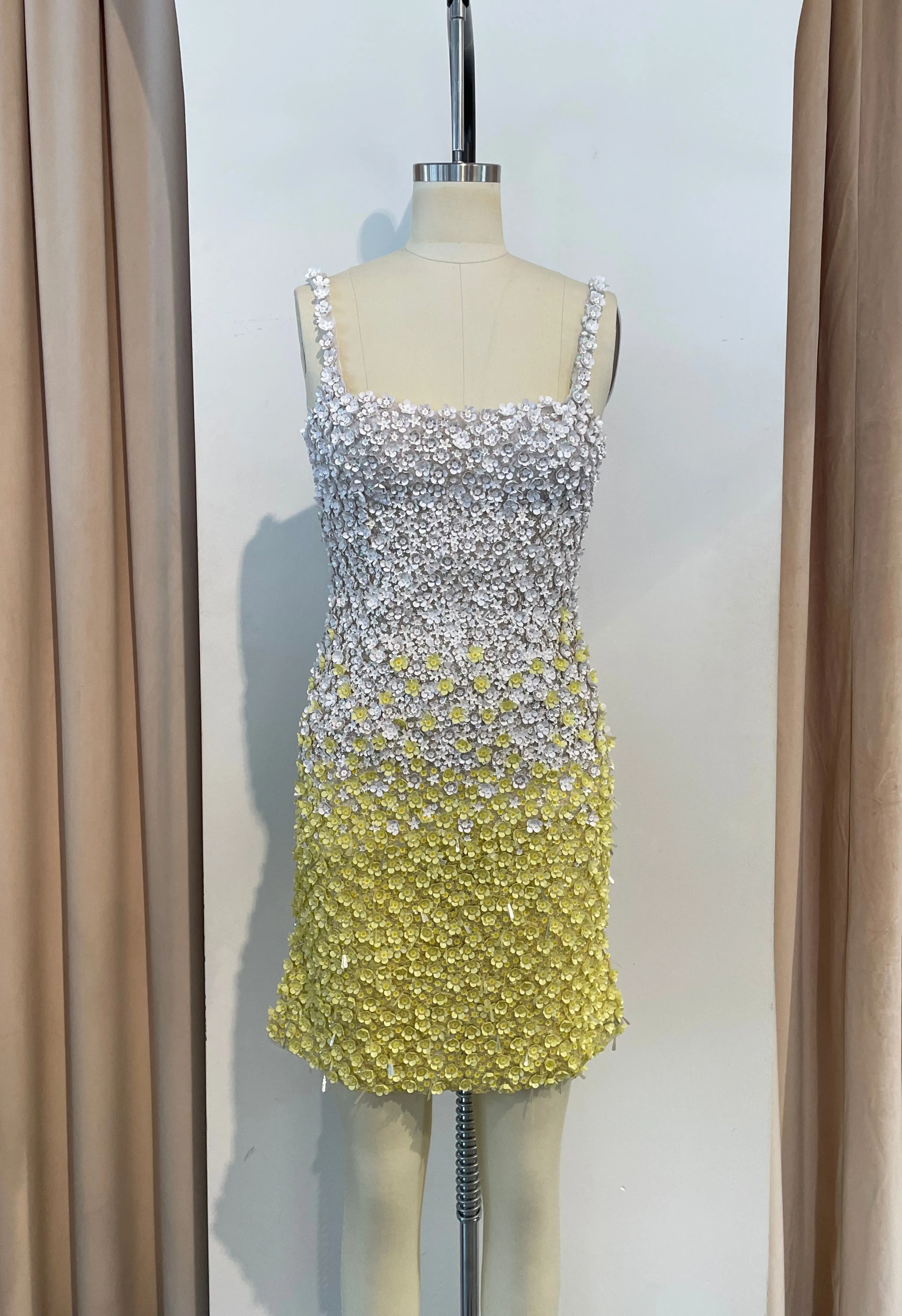 Yellow Gradient Sequin Dress