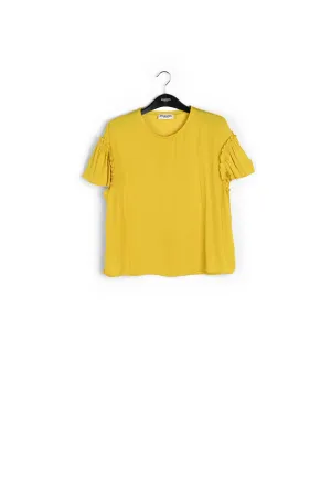 Yellow ruffled short-sleeve top