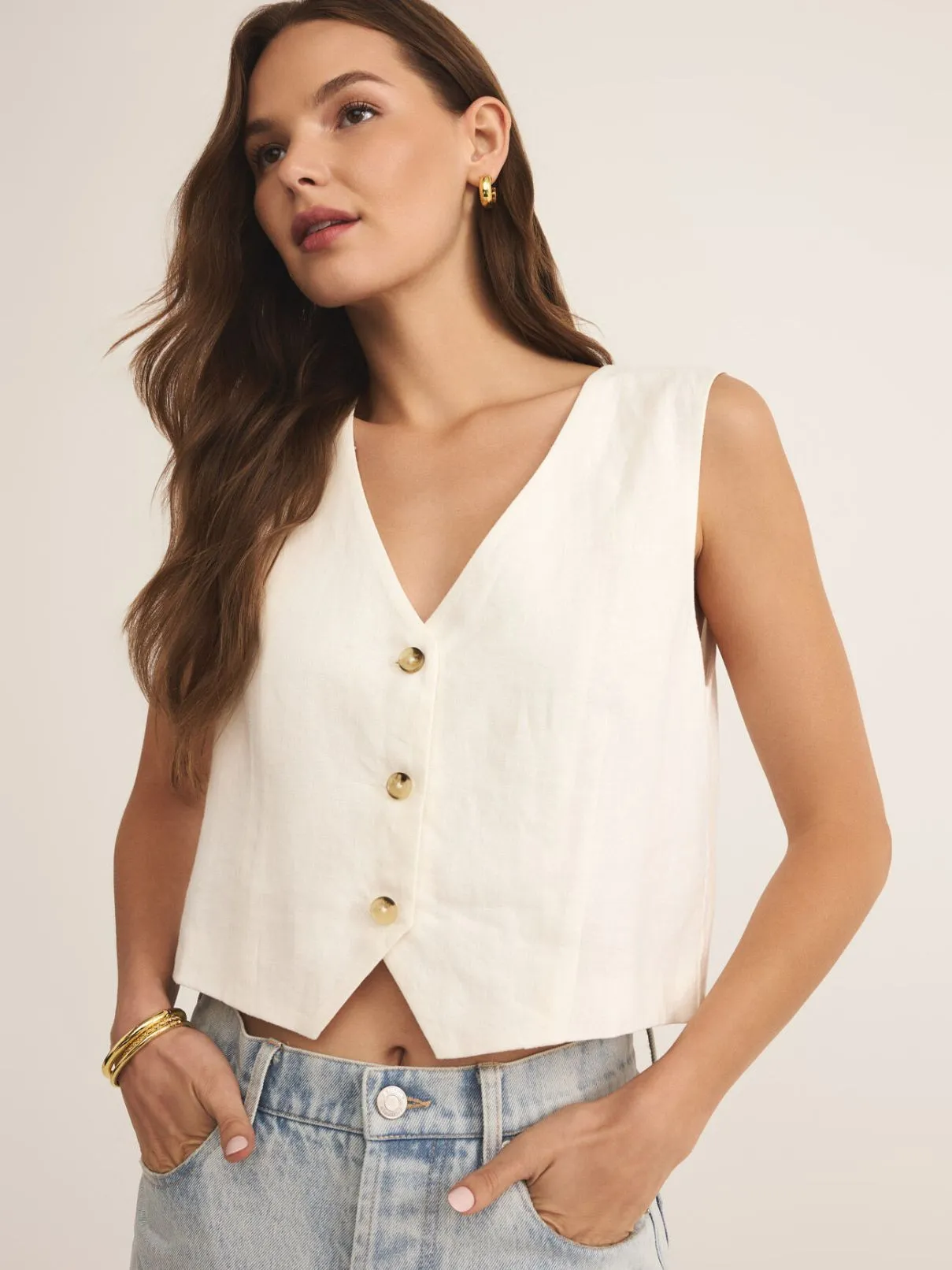 Z Supply Marta Linen Vest in White
